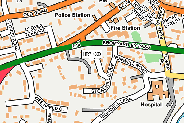 HR7 4XD map - OS OpenMap – Local (Ordnance Survey)