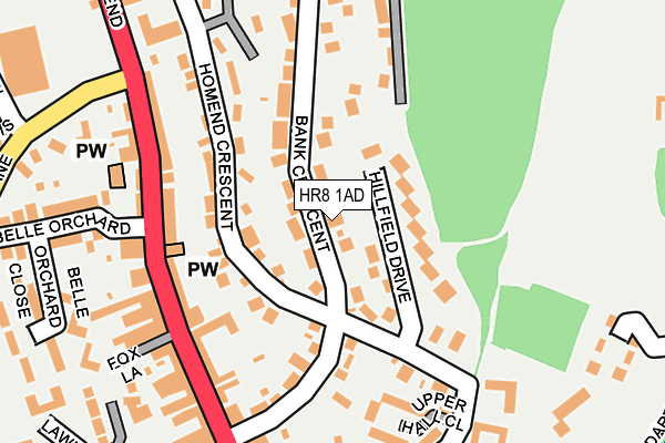 HR8 1AD map - OS OpenMap – Local (Ordnance Survey)