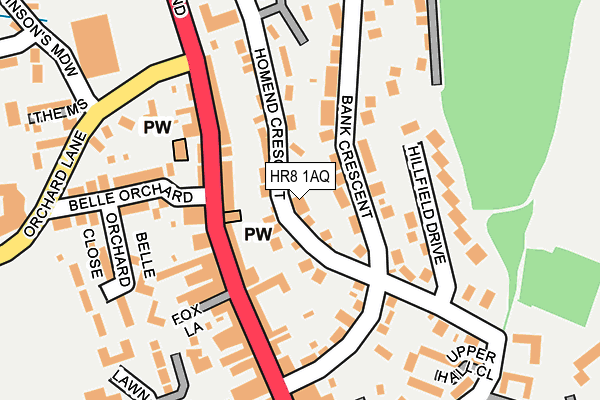 HR8 1AQ map - OS OpenMap – Local (Ordnance Survey)