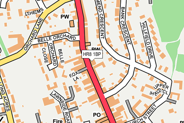 HR8 1BP map - OS OpenMap – Local (Ordnance Survey)