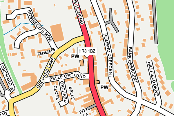 HR8 1BZ map - OS OpenMap – Local (Ordnance Survey)