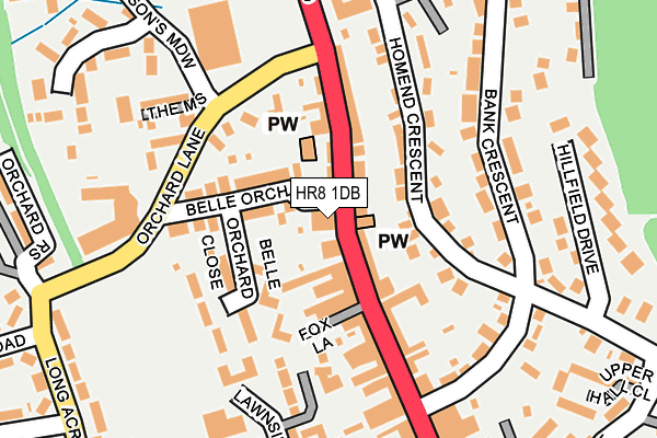 HR8 1DB map - OS OpenMap – Local (Ordnance Survey)