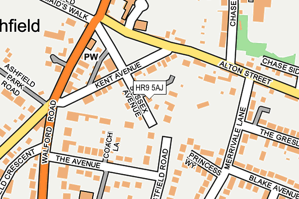 HR9 5AJ map - OS OpenMap – Local (Ordnance Survey)