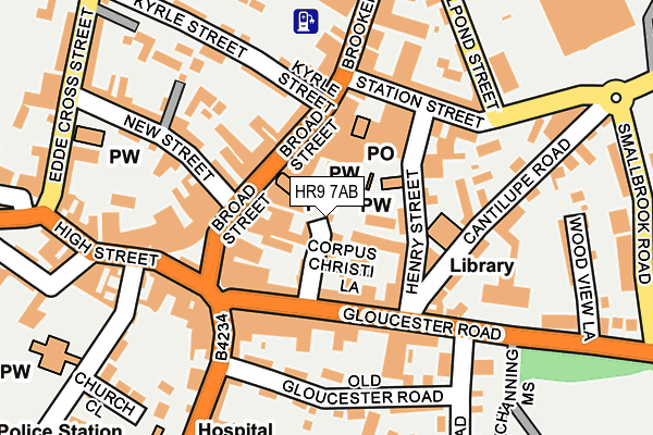 HR9 7AB map - OS OpenMap – Local (Ordnance Survey)