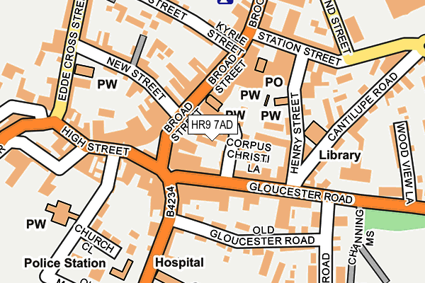 HR9 7AD map - OS OpenMap – Local (Ordnance Survey)