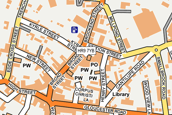 HR9 7YB map - OS OpenMap – Local (Ordnance Survey)