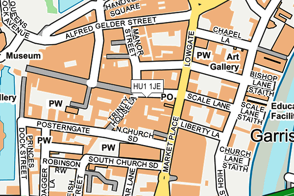 HU1 1JE map - OS OpenMap – Local (Ordnance Survey)