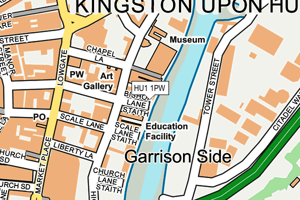 HU1 1PW map - OS OpenMap – Local (Ordnance Survey)