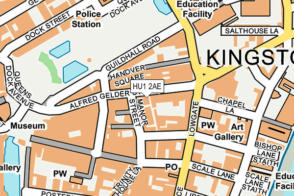 HU1 2AE map - OS OpenMap – Local (Ordnance Survey)