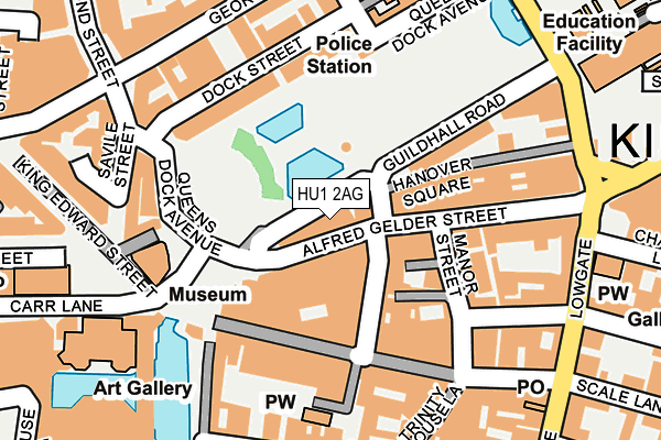 HU1 2AG map - OS OpenMap – Local (Ordnance Survey)