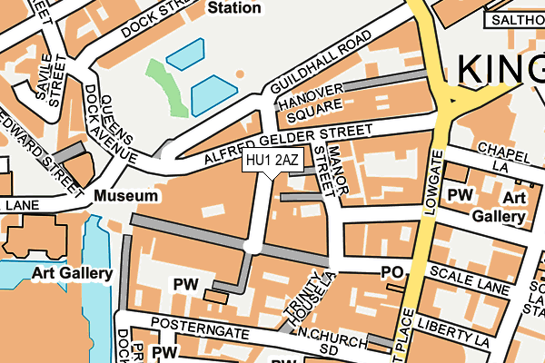 HU1 2AZ map - OS OpenMap – Local (Ordnance Survey)