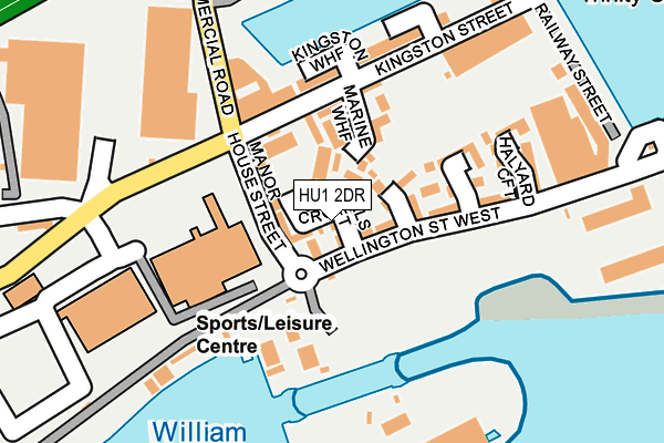HU1 2DR map - OS OpenMap – Local (Ordnance Survey)