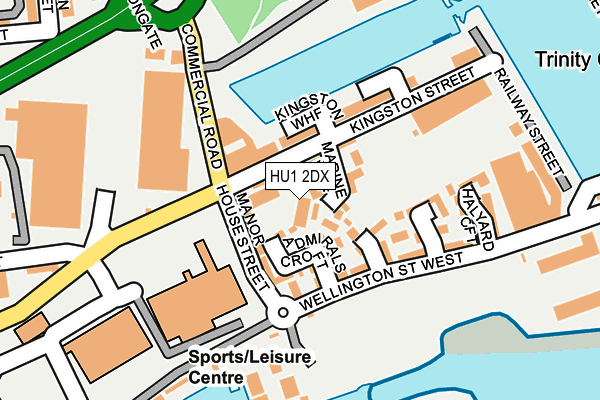 HU1 2DX map - OS OpenMap – Local (Ordnance Survey)