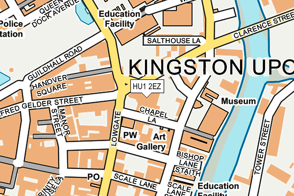 HU1 2EZ map - OS OpenMap – Local (Ordnance Survey)