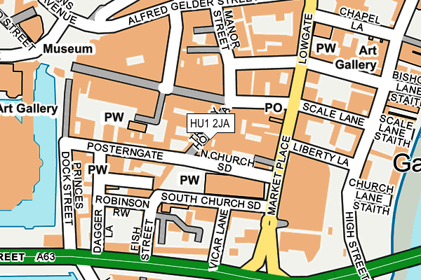 HU1 2JA map - OS OpenMap – Local (Ordnance Survey)