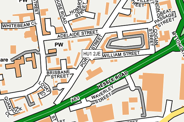 HU1 2JE map - OS OpenMap – Local (Ordnance Survey)