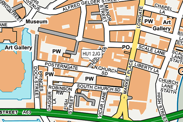HU1 2JG map - OS OpenMap – Local (Ordnance Survey)
