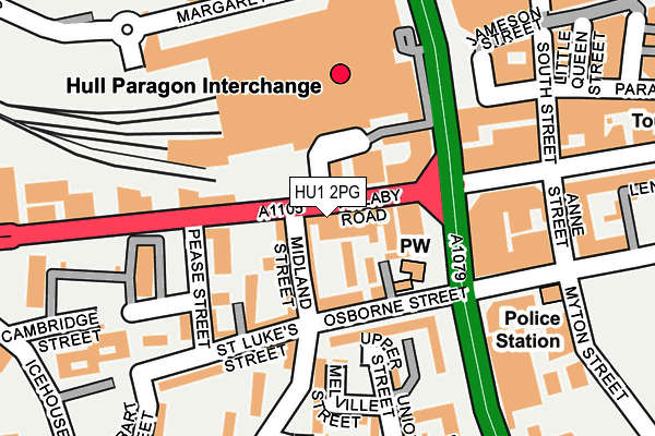 HU1 2PG map - OS OpenMap – Local (Ordnance Survey)