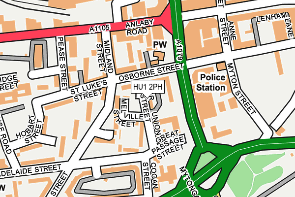 HU1 2PH map - OS OpenMap – Local (Ordnance Survey)