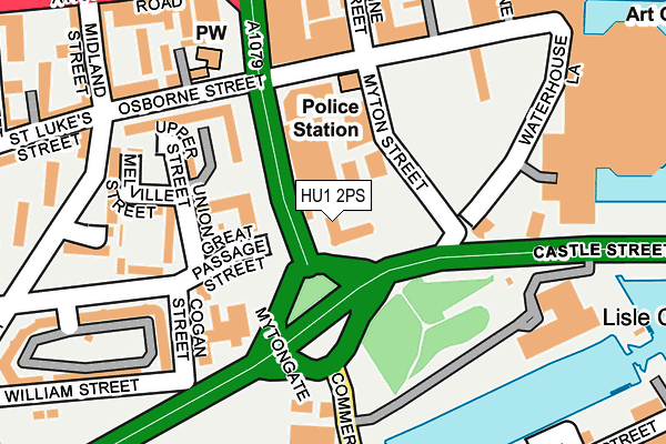 HU1 2PS map - OS OpenMap – Local (Ordnance Survey)