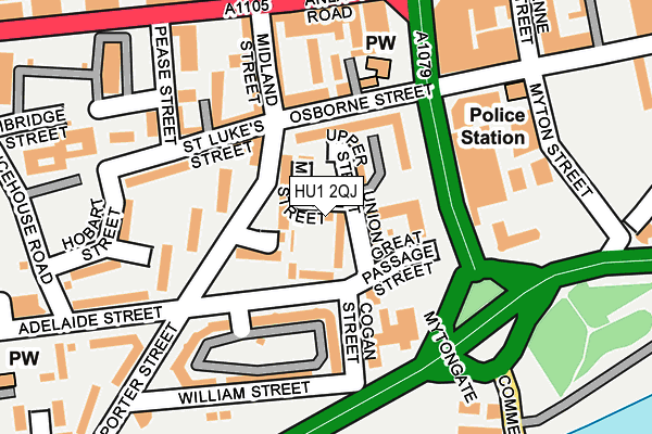 HU1 2QJ map - OS OpenMap – Local (Ordnance Survey)
