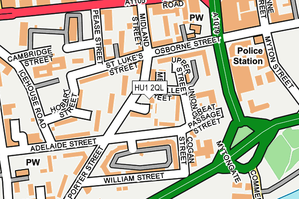 HU1 2QL map - OS OpenMap – Local (Ordnance Survey)