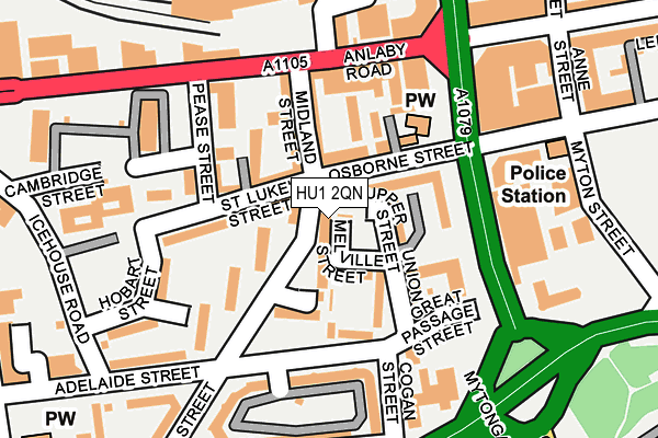 HU1 2QN map - OS OpenMap – Local (Ordnance Survey)