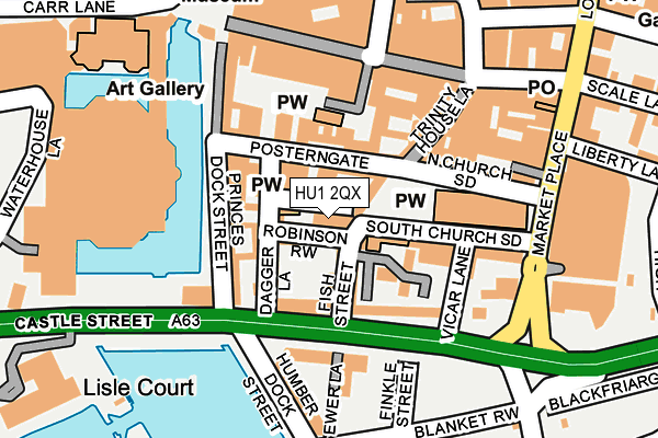 HU1 2QX map - OS OpenMap – Local (Ordnance Survey)