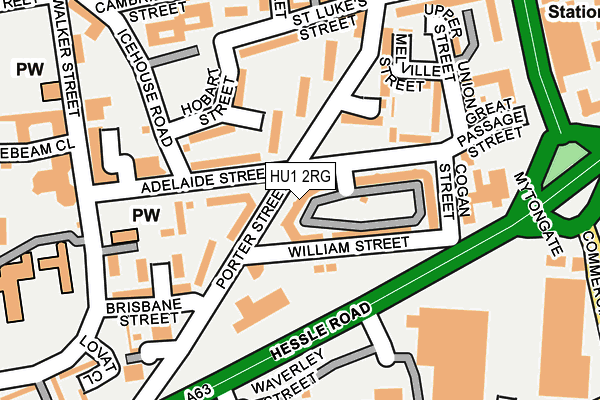 HU1 2RG map - OS OpenMap – Local (Ordnance Survey)