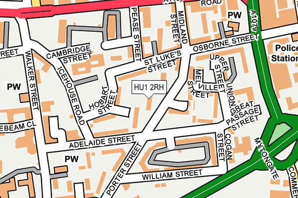 HU1 2RH map - OS OpenMap – Local (Ordnance Survey)