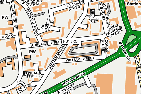 HU1 2RQ map - OS OpenMap – Local (Ordnance Survey)