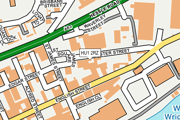 HU1 2RZ map - OS OpenMap – Local (Ordnance Survey)