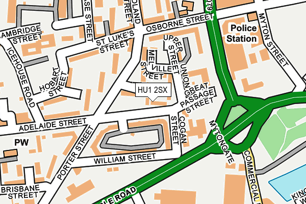 HU1 2SX map - OS OpenMap – Local (Ordnance Survey)