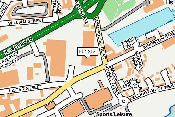 HU1 2TX map - OS OpenMap – Local (Ordnance Survey)