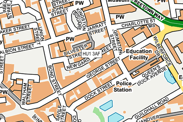 HU1 3AF map - OS OpenMap – Local (Ordnance Survey)