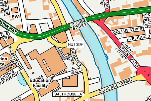 HU1 3DF map - OS OpenMap – Local (Ordnance Survey)
