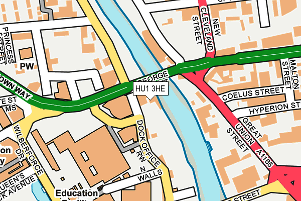 HU1 3HE map - OS OpenMap – Local (Ordnance Survey)