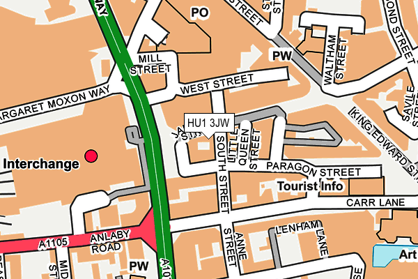 HU1 3JW map - OS OpenMap – Local (Ordnance Survey)