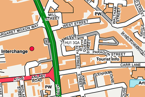 HU1 3QA map - OS OpenMap – Local (Ordnance Survey)