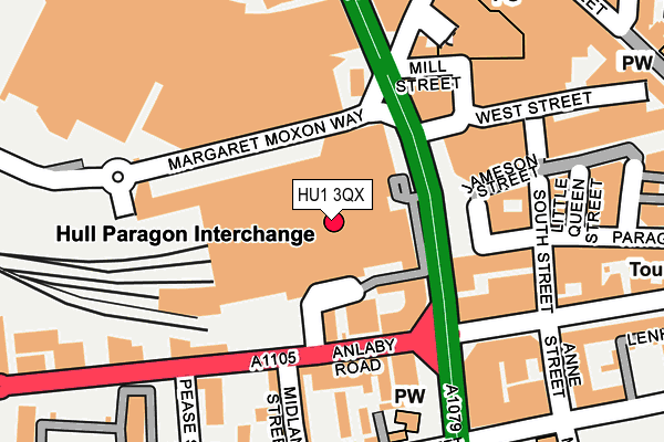 HU1 3QX map - OS OpenMap – Local (Ordnance Survey)