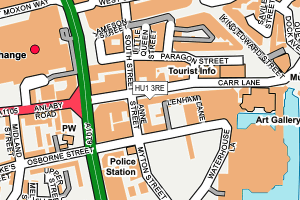 HU1 3RE map - OS OpenMap – Local (Ordnance Survey)