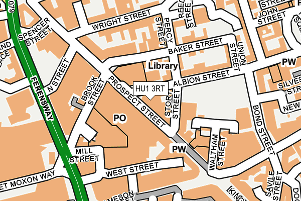 HU1 3RT map - OS OpenMap – Local (Ordnance Survey)