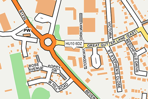 HU10 6DZ map - OS OpenMap – Local (Ordnance Survey)