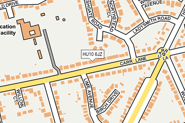 HU10 6JZ map - OS OpenMap – Local (Ordnance Survey)