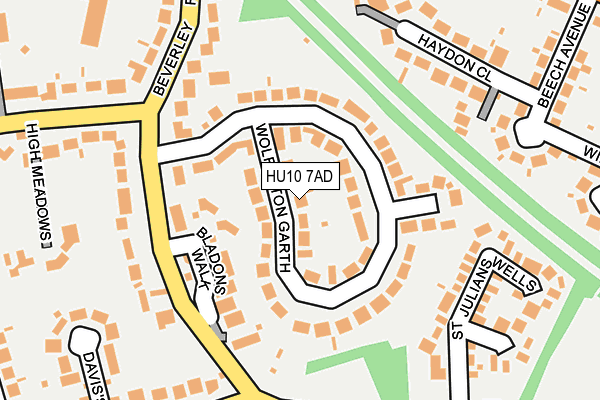 HU10 7AD map - OS OpenMap – Local (Ordnance Survey)
