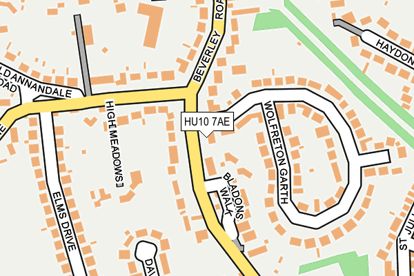 HU10 7AE map - OS OpenMap – Local (Ordnance Survey)