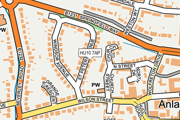 HU10 7AP map - OS OpenMap – Local (Ordnance Survey)