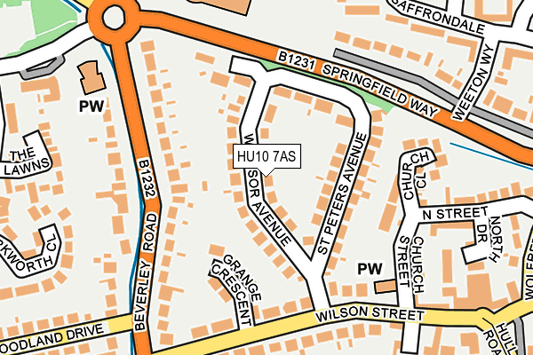 HU10 7AS map - OS OpenMap – Local (Ordnance Survey)