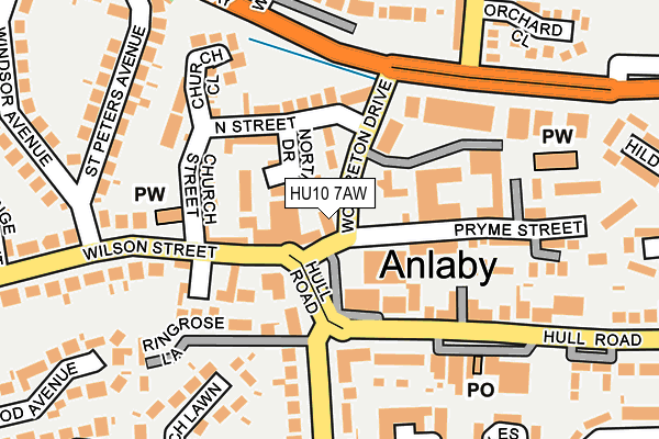 HU10 7AW map - OS OpenMap – Local (Ordnance Survey)