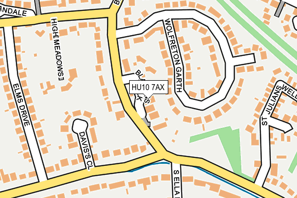 HU10 7AX map - OS OpenMap – Local (Ordnance Survey)